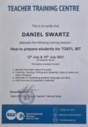 Сертификат об окончании курсов подготовки к TOEFL от BKC