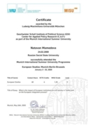 Certificate Ludwig Maximilians University of Munich