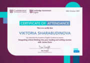 Участие в конференции "Teaching writing in the new normal: lessons learned", Cambridge, 2021