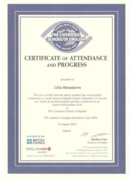 Liverpool School of English (England), Certificate of Attendance and progress, Upper Intermediate Level2016