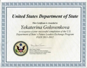 United States Department of State Certificate