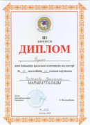 Диплом 3 степени регионального этапа республиканской олимпиады по физике за 11 класс г. Алматы