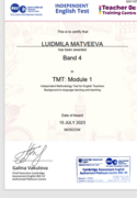 Сертификат. TMT (TKT) Module 1 Background to language learning and teaching