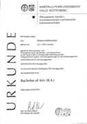 Bachelor of Arts - Urkunde