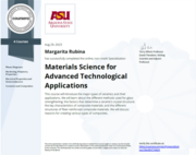 Сертификат. Online Specialization: 'Materials Science for Advanced Technological Applications'