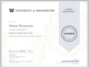 Сертификат. Курс по бизнес английскому от University of Washington