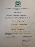 CHEMICAL ENGINEERING CERTIFICATE