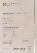 Certificate Cambridge English Level 3 (grade A)