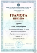 Грамота призёра регионального этапа Всероссийской олимпиады школьников по химии (10 класс)