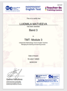 Сертификат. TMT (TKT) Module 3 Managing the teaching and learning process