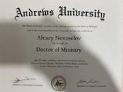 Диплом  Doctor of Ministry