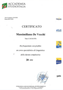 Certificato corso specialistico linguistica