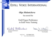 Сертификат международной школы Estill voice training (EVT)