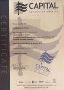 Certificate Capital school of English