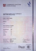 Сертификат  B2 Cambridge Certificate